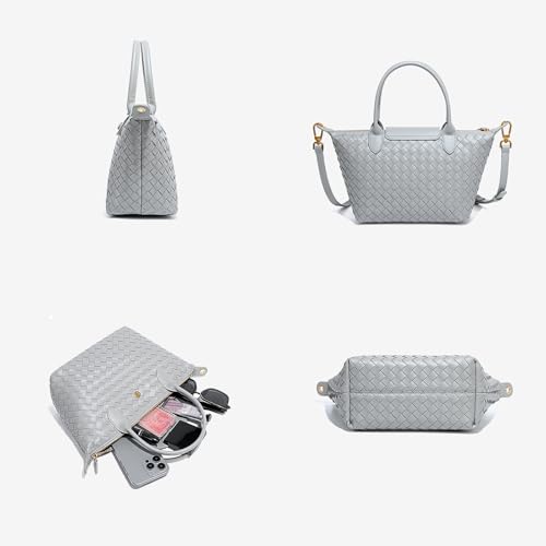 Waiyqju Braided Luxury Women's Leather Tote Top Handle Age Elegant Large Capacity Travel Day Crossbody Bag - Image 6