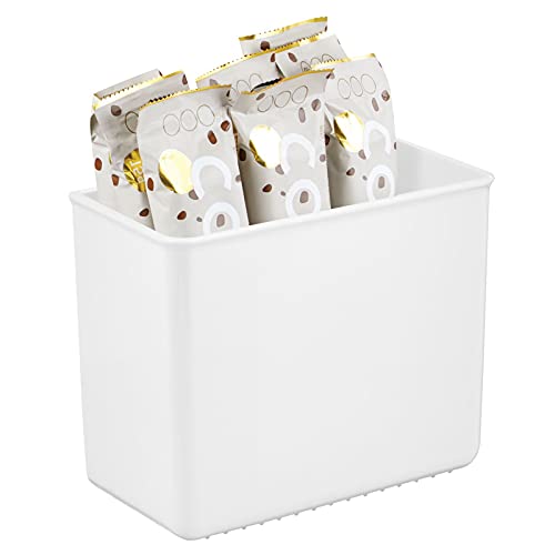 Support mural autocollant mDesign blanc bac de rangement pour pochette alimentaire et recette 2pcs - 7
