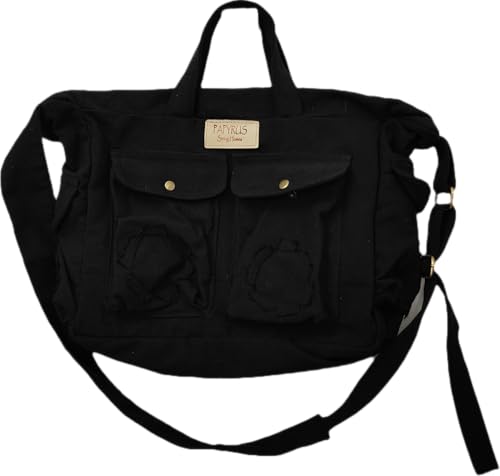 Image of ROUGH Canvas Cotton messenger bag.15'' Lap top. Large size 36x27x11 cm(12Ltr) Metal zipper closure. Allround pockets. Vintage look. Antique fittings.Sustainable