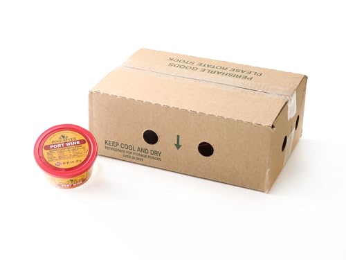 Pine River Cheese Spreads 12-Pack | Port Wine | (12) 8 oz Tubs | SHELF-STABLE | Fruity, Sharp & Creamy Authentic Wisconsin Pub Cheese Spread (Full Case)
