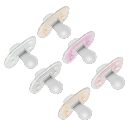 Image of Dr. Brown's Advantage One-Piece Silicone Baby Pacifier, Fully Symmetrical Soother, Pink/Ecru/Pink/Gray/Green/Tan, 0-6m, BPA Free, 6 Pack