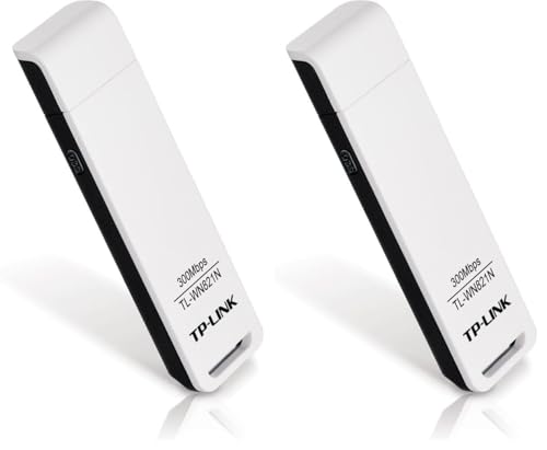TP-Link Adaptador WiFi USB Inalámbrico Compatible con Raspberry Pi, N 300Mbps, Mi-MO, WPS, Ap Soft (TL-WN821N), Blanco (Paquete de 2)
