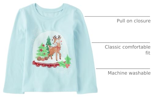 Image of The Children's Place Baby-Girls and Toddler All Holidays Long Sleeve Graphic T-Shirts Christmas Snow Globe 2T