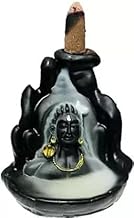 M.S TRADERS Metal Mahadev Shiv Ji Adiyogi Backflow Incense Burner Lord Shiva Backflow Incense Burner Waterfall Smoke Fountain For Home Decor With Free Of 10 Backflow Cones/Dhoop, Black