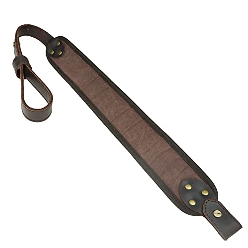 Canvas Leather Rifle Gun Sling, Padded Gun Straps With Shell Holder For .30-06 .30-30 .45-70 .233 .22Lr 12Ga (.30-06 .308 .45-70 .223, Coffee) #TOP2