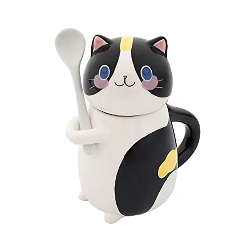 Xfeyaqlo Negro Taza Gato Kawaii, Taza 3D Tazas Desayuno Bonitas Taza de Decoracion, para Desayuno,...