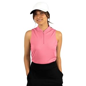 Three Sixty Six Womens Sleeveless Collarless Golf Polo Shirt with Zipper – Quick Dry Tank Tops for Women