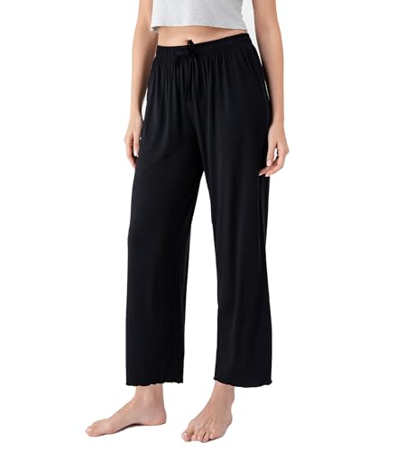 DAVID ARCHY Women Pajama Pants Bamboo Rayon Comfy Cooling Lounge Sleep Flowy Casual Wide Leg Pj Bottom with Pockets 1/2 Pack2