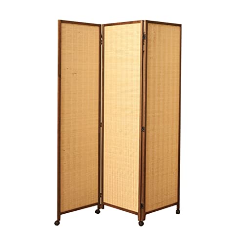 Divisor con ruedas, panel de partición de bambú para dormitorio, comedor, estudio y sala de estar, hotel y restaurante (3 paneles de alto 170 cm/67 pulgadas)
