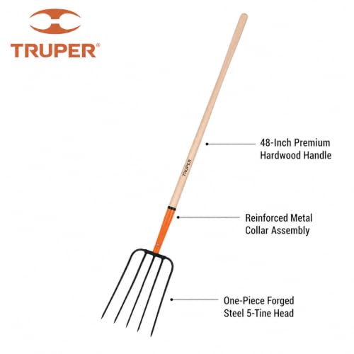 Horquilla de 5 dientes Truper con mango de madera 48 pulg miniatura 2