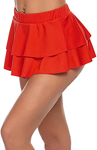 Image of Women's Babydoll Flirty Layered Ruffle Pleated Sexy Naughty Lingerie Mini Skirts for Special Romentic Moments