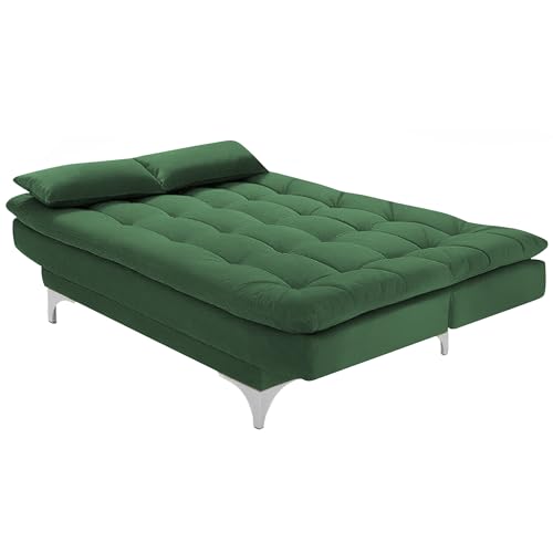 Image of Krancy 3-Seater Sofa Cum Bed for Living Room, Office & Home | Premium Fabric Sleeper Sofa Set with 1 Year Warranty | Comfortable Sofa for Guests, Lounge & Small Spaces | Green