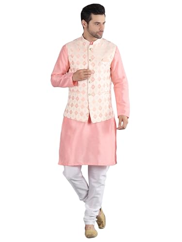 Image of Uri and MacKenzie Men's Silk Blend Kurta Pajama with Designer Ethnic Nehru Jacket /Modi Jacket