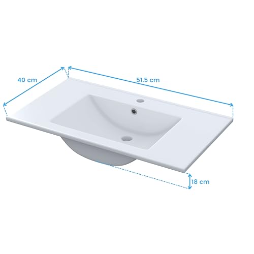 Abitti Mueble de Baño Camelia Estilo Contemporáneo en Color Blanco con 2 Puertas y Espejo 50x80x40 cm (Lavabo Cerámico) - imagen 8