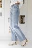 Jeans de pierna recta para mujer KDF, tiro alto, holgados con dobladillo deshilachado, elásticos, cropped de pierna ancha 6