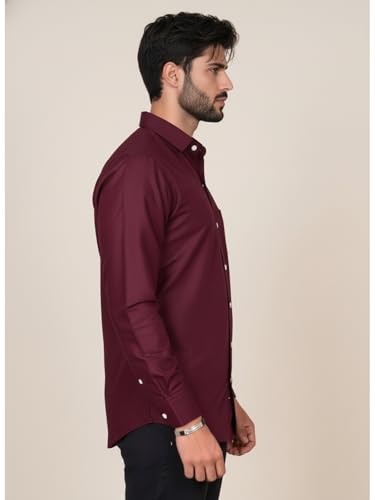 Image of Full Sleeve Black Formal Shirt for Men Cotton Regular Fit Casual - Pure Premium Branded Shirts for Men Formal Stylish Slim Plain Solid Man Wear as Office and Party