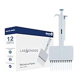 LabChoice Multichannel Lab Micropipette - 12-Channel Laboratory Mechanical Pipette - 50-300μl Adjustable Volume Pipettors