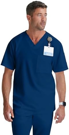 Grey's Anatomy Men's GRT091 Evan Top 2 Pocket V-Neck Scrub Top