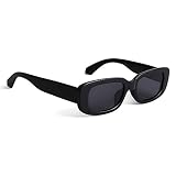 Dervin Prostokątne okulary przeciwsłoneczne dla kobiet, retro, do jazdy samochodem, wąskie kwadratowe oprawki, ochrona UV400, Czarny, M