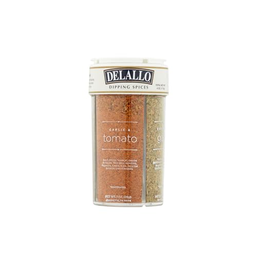 DeLallo Italian Dipping Spices Variety Seasoning Shaker, 4 Ounce Container, with Garlic, Pepper & Tomato, Sun-Dried Tomato, Rosemary & Garlic, Roasted Garlic Parmesan