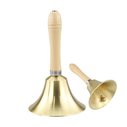 WOUYTPE Campanillas de Metal, Campana de Mano con Mango, Campanas Navideñas, Adecuado para Decoraciones Navideñas, Servicios Hoteleros, Recepciones de Banquetes y Adiestramiento de Mascotas