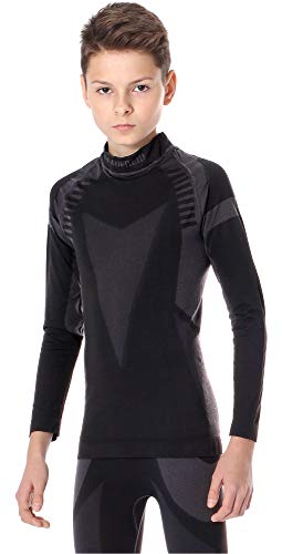Ladeheid Maglia Termica Bambino e Bambina Manica Lunga LASS0007 (Nero/Argento, 122-128)