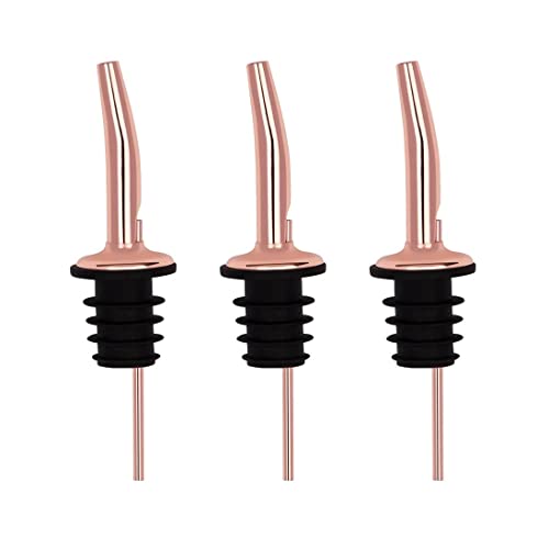 Copper Spirit Pourer (Pack of 3) | Wine Pourer, Freeflow Drink Pourers, Cocktail Making Pourer, Oil Drizzler, Bottle Pourer, Speed Pourer | Copper Plated | Premium Home Bar Accessories | Bartender