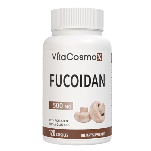 VitaCosmoX Brown Seaweed Extract, 500mg Fucoidan, Vegan Capsules, 120 Count, Non-GMO, Gluten Free