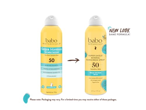 Babo Botanicals Super Shield Mineral Sunscreen Spray SPF 50 - Natural Zinc Oxide & Titanium Dioxide - Extra Sensitive Skin - Water Resistant - Vegan - Fragrance-Free - Air-Powered Spray - For all ages - Thumbnail 3