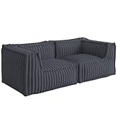Bananair - Canapé Modulable 2 Places - Conception Innovante Boneless Couch, 100% Flocons de Mousse, Confort Assuré - Canapé d'angle Compressé, Sofa avec Accoudoirs pour Salon, Chambre (Gris Foncé)