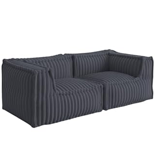 Bananair - Canapé Modulable 2 Places - Conception Innovante Boneless Couch, 100% Flocons de Mousse, Confort Assuré - Canapé d'angle Compressé, Sofa avec Accoudoirs pour Salon, Chambre (Gris Foncé)
