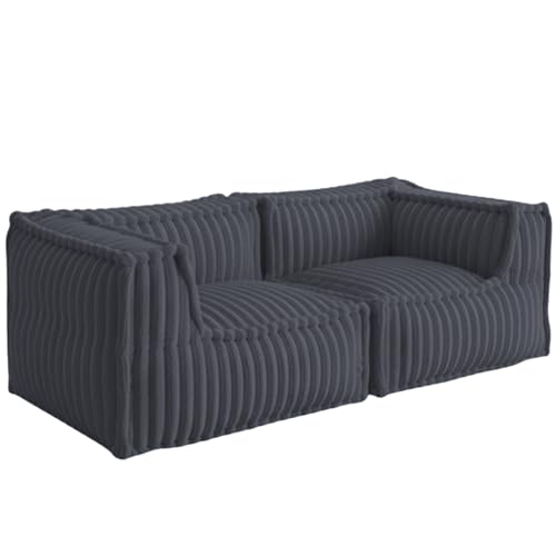 Bananair - Canapé Modulable 2 Places - Conception Innovante Boneless Couch, 100% Flocons de Mousse, Confort Assuré - Canapé d'angle Compressé, Sofa avec Accoudoirs pour Salon, Chambre (Gris Foncé)