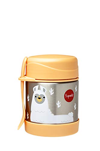 3 Sprouts Pot en acier inoxydable et spork pour enfants, lama Cover