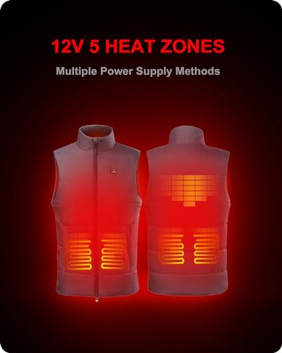 DEWBU Heated Vest for Men with 12V Battery Pack, Multiple Power Supply Methods Lightweight Heated Insulated Clothes2