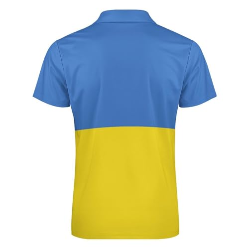 Polo drapeau ukrainien homme bleu à col zippé en maille légère - 3