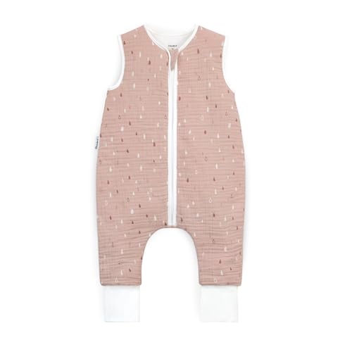 Ehrenkind® Musselin Schlafsack mit Füßen 2.5 TOG 100% Bio-Baumwolle Rosé mit Tropfen | 70 cm | Oeko Tex zertifiziert