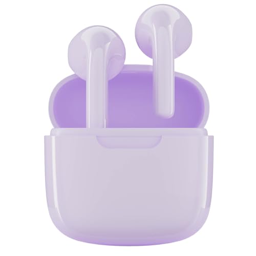 Meseto Purple Earbuds, Wireless Bluetooth Earbuds, 25Hrs Playtime USB C TWS Built in Noise Cancellation Microphone with Charging Case, for Sports/Workout/Gym/Teen/TV/PC/Android&iPhone, Purple