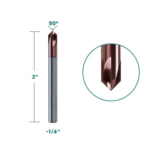 Image of NZ 4 Flute 1 /4 inch Chamfer End Mill with TiSiN Coating, 5pcs | Milling Cutter HRC55 for Machining Stainless Steel, Titanium Alloy, Alloy Steel, Cast Iron