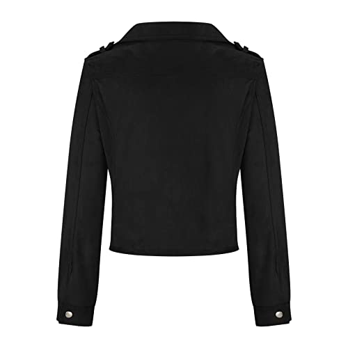 Womens Faux Suede Leather Jacket Zip Up Motorcycle Short Coat Moto Biker Outwear Fitted Slim Bomber Jackets Coat Tops #TOP5