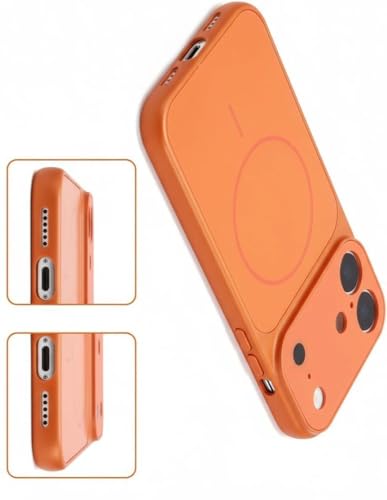 Image of for iPhone 16 Plus |Convert to 17 pro /17 Pro Max Style Premium Back Glass Converter Cover Magnetic Case for iPhone 16 Plus |Convert to 17 pro /17 Pro Max (Orange)