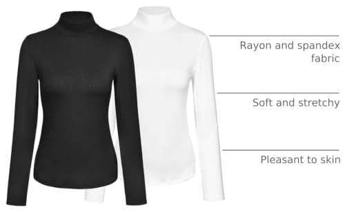 Image of Kindcall Womens Slim Fitted Mock Turtleneck Tops Long Sleeve Lightweight Base Layer Shirts