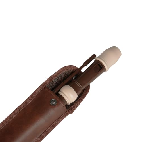 Image of Kadence PRO-BRN Jamming Series Professional Soprano Recorder in C Scale | Baroque Fingering | 3-Piece ABS Design with Adjustable Thumb Rest | Includes Cleaning Rod & Synthetic Leather Pouch | Brown