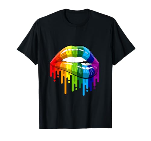 LGBT Regenbogen Kussmund TeePride Gay CSD Geschenk T-Shirt
