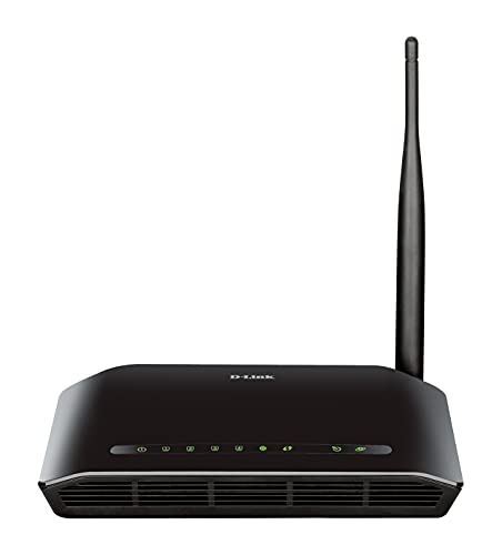 Image of D-Link DSL-2730U Wireless-N 150 ADSL2+ 4-Port Router (Black), Works with RJ-11(Telephone Line Internet) of BSNL & MTNL, single band (150 megabits per second)