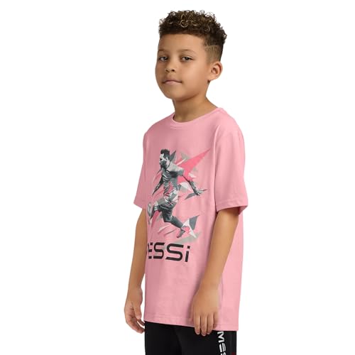 Image of Messi Boys' Lifestyle Short Sleeve T-Shirt, Slim-fit Graphic Tee, Cotton Blend Fabric