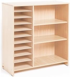 Nathan 372563 Tall Unit with Pigeonholes and Shelves, Birch Effect Melamine, Multi Color