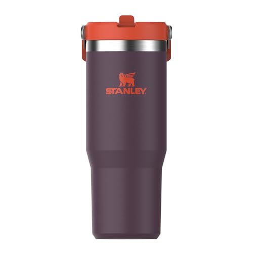 STANLEY 1913 Flip Straw Tumbler 1.0 Water Bottle with Straw 0.89L - Keeps Cold for 12+ Hours - Easy to Carry - Dishwasher Safe - Stainless Steel Thermal Flask - BPA-Free Travel Mug - Plum