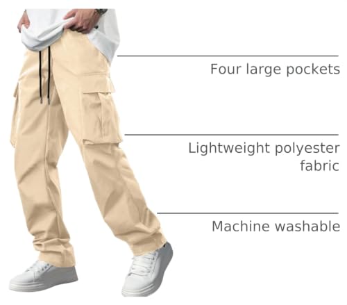 Image of Comdecevis Men's Casual Cargo Pants Workout Joggers Stretch Sweatpants Hiking Drawstring Tactical Pants with Multi Pockets