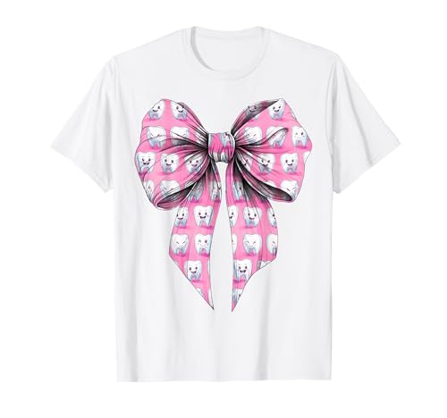 Coquette Bow Dental Estudiante Dental Escuela Higienista Diente Camiseta