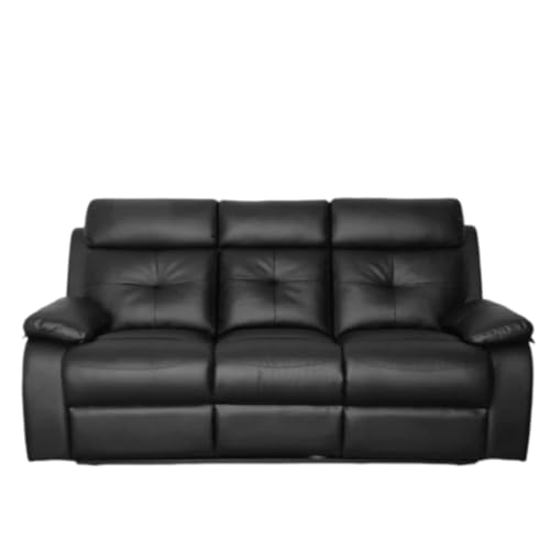 Image of Sofa 3 Seater - Ergonomic Leatherette Design with Plush Support, Includes 5-Year Warranty for Living Room Comfort and Durability